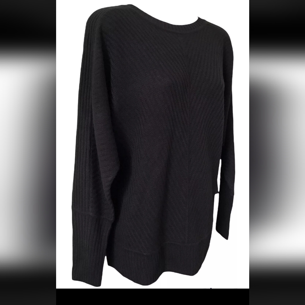 NWOT Worthington Pullover Dolman Sleeve Sweater Black Crew Neck XXL